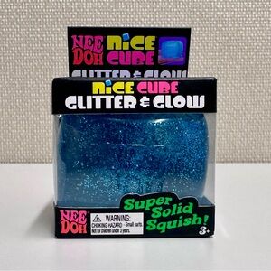NeeDoh Nice Cube Glitter & Glow Blue Super Solid Squish